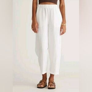 New Without Tag Womens Pair Of Quince White Linen Ankle Pants, 24.5 Inseam Sz S